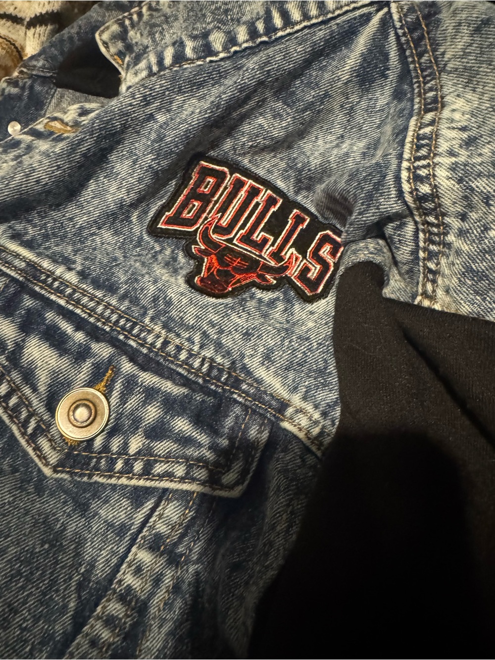 NBA Denim Jacket with Black Hood and Gold Stitching - Picture 2 of 3